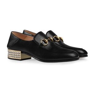 GUCCI  Horsebit leather loafers with crystals